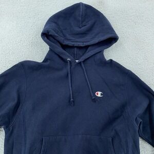 Champion Reverse Weave Hoodie Mens Small Navy Blue Pullover Sweatshirt GF68